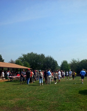 Guests enjoy a company picnic at High Point Farm